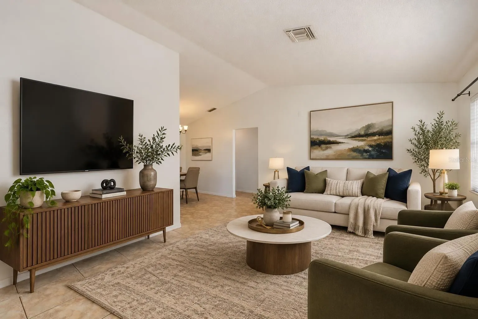 Virtual staged living room
