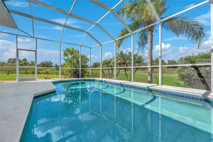 Private pool and screened lanai with beautiful water and conservation views.
