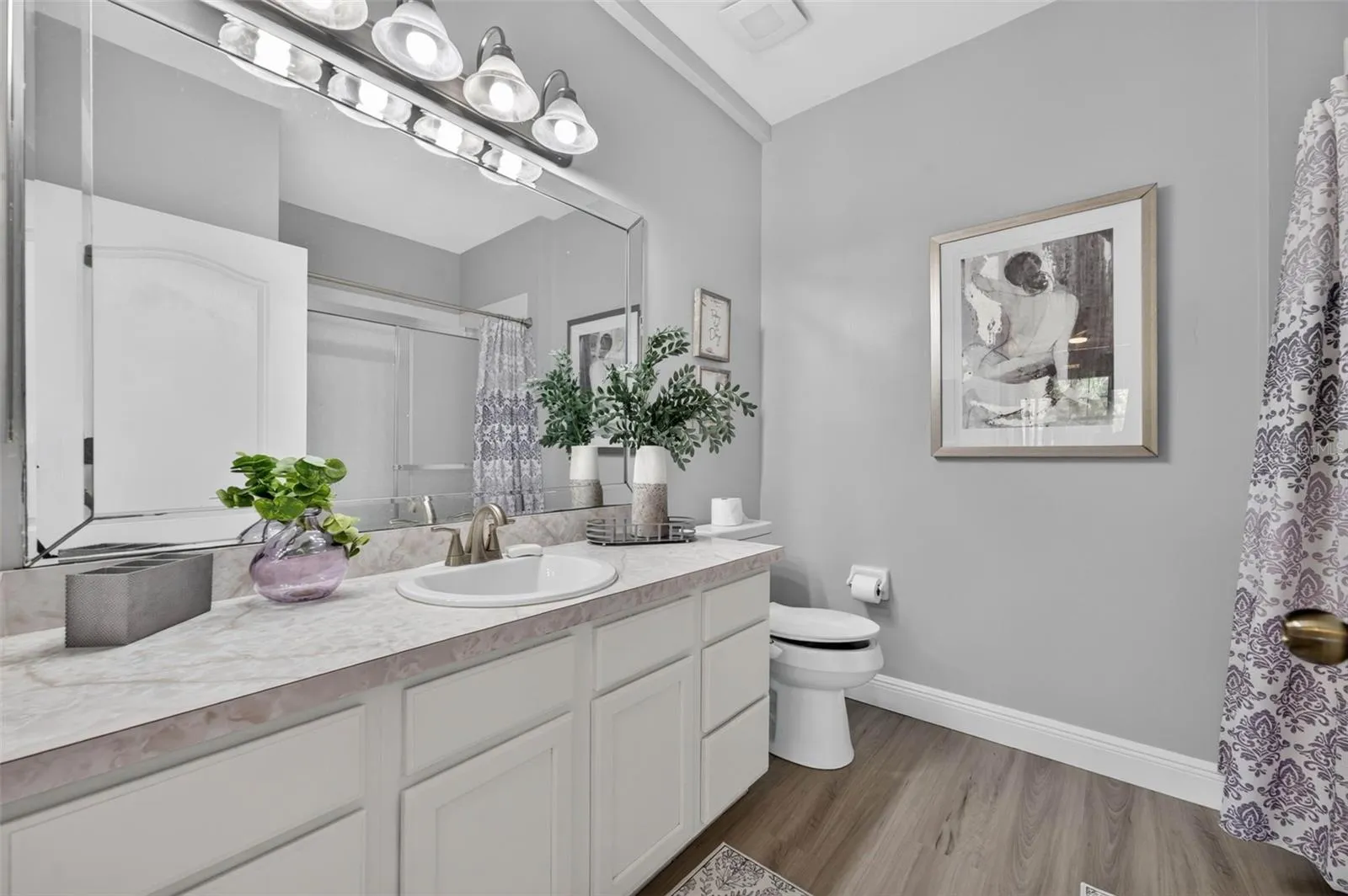 Primary bath with vanity and toilet