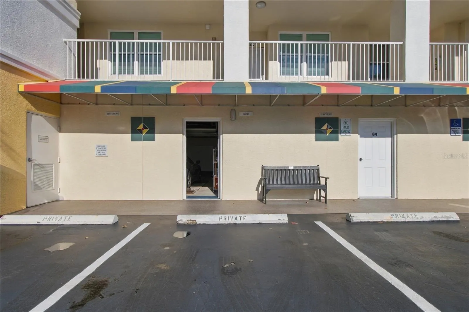 Parking front of building right below unit