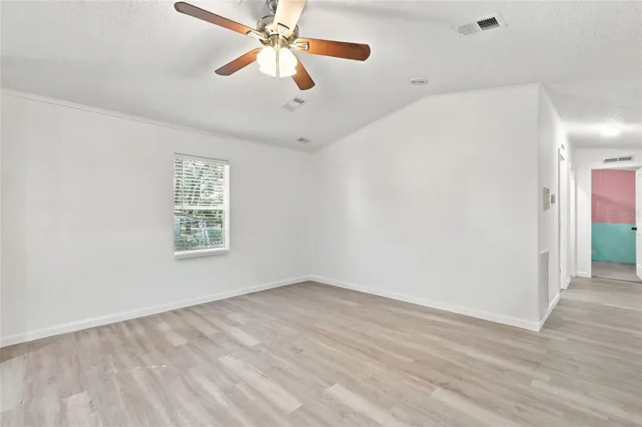 living room/ hallway to 2 guest bedrooms & guest bath