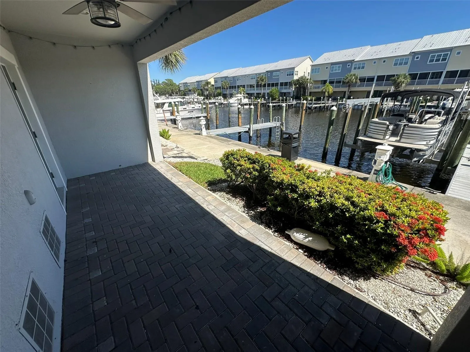 Outdoor Patio on the water, boat right out back