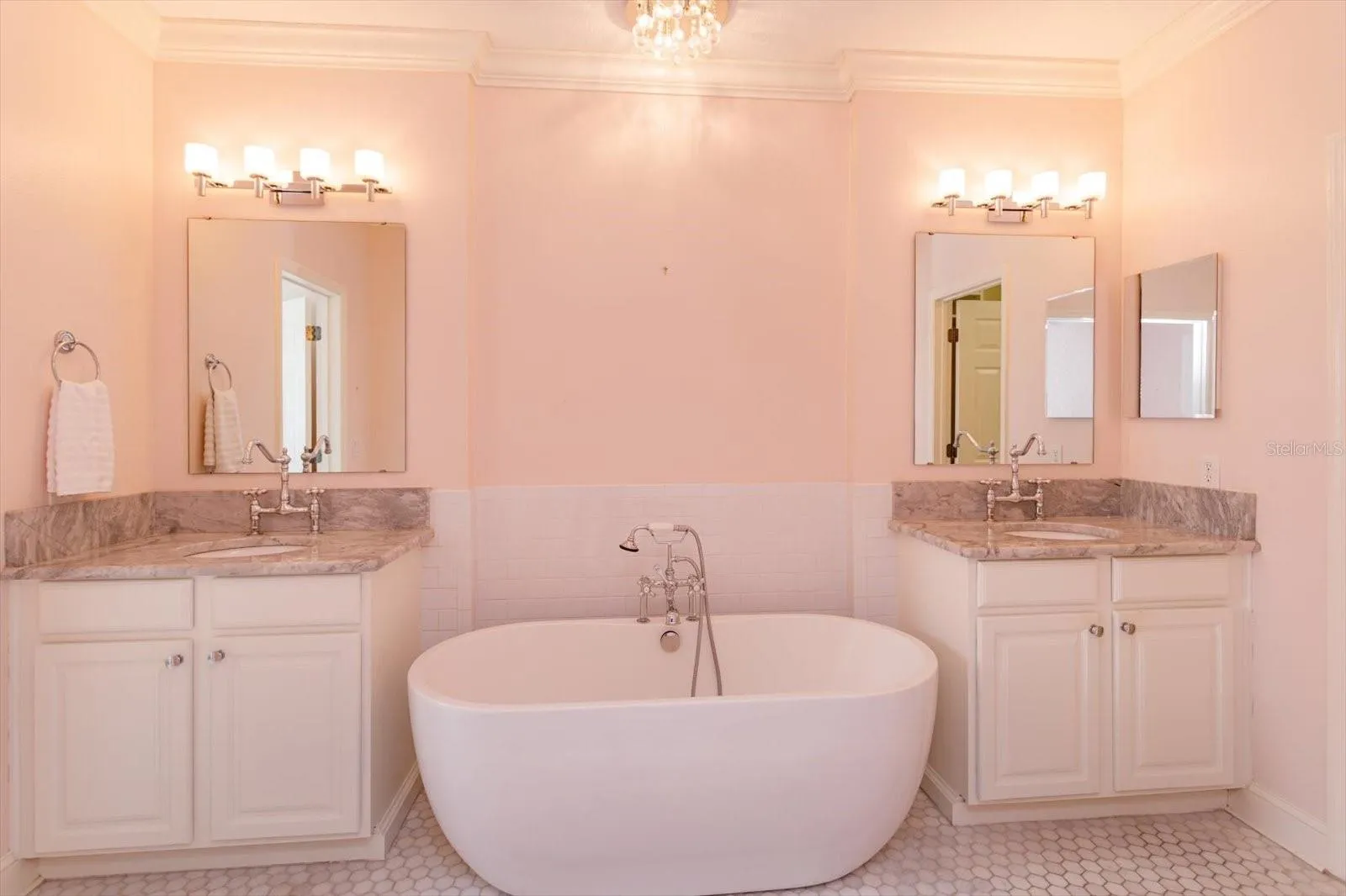 Primary Bathroom with Soaking Tub and Dual Vainities