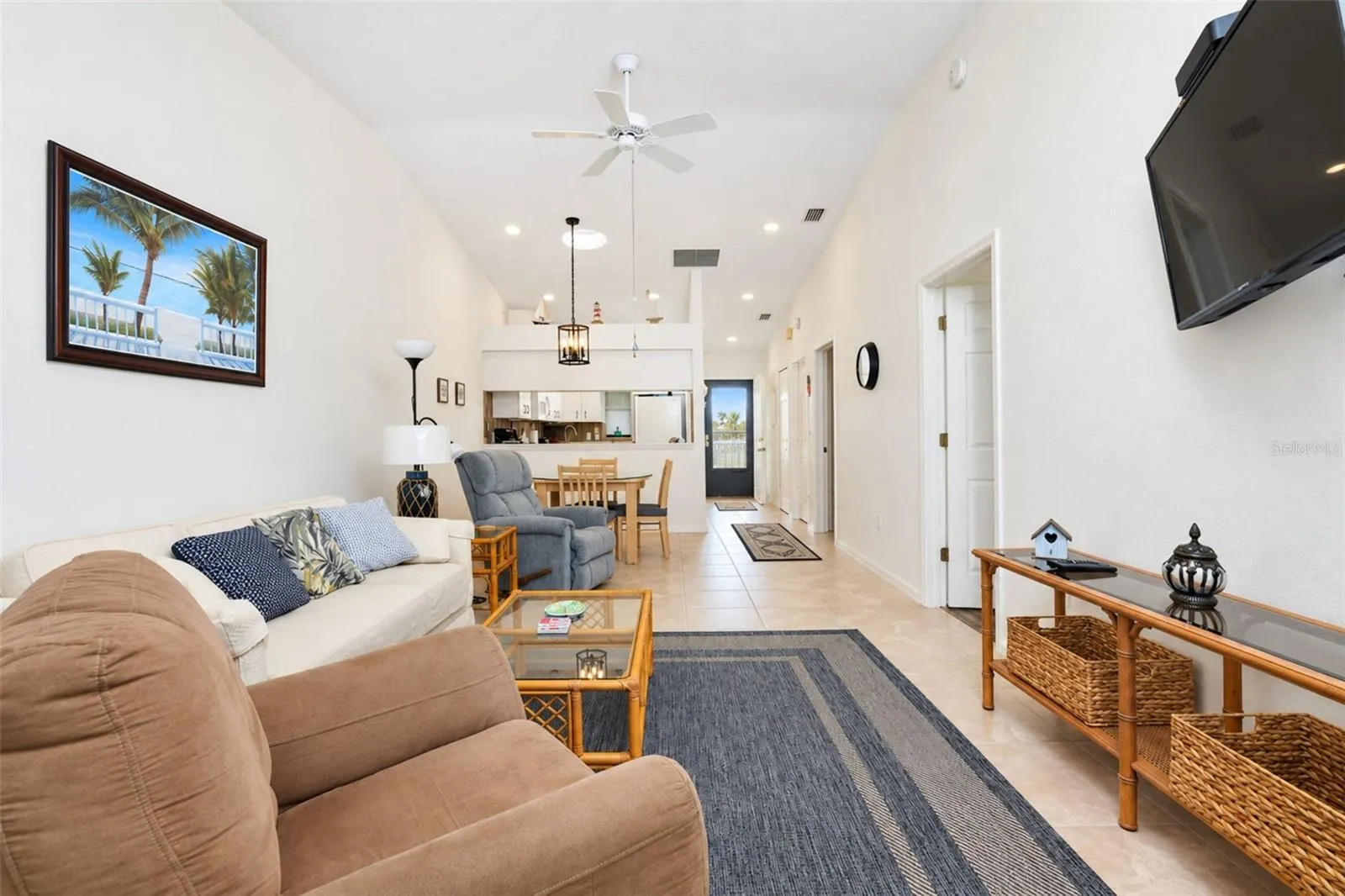 The view into the living &amp; dining area from the lanai.