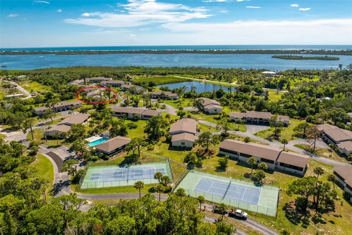 Aerial 11 - tennis/pickleball courts and clubhouse and pool