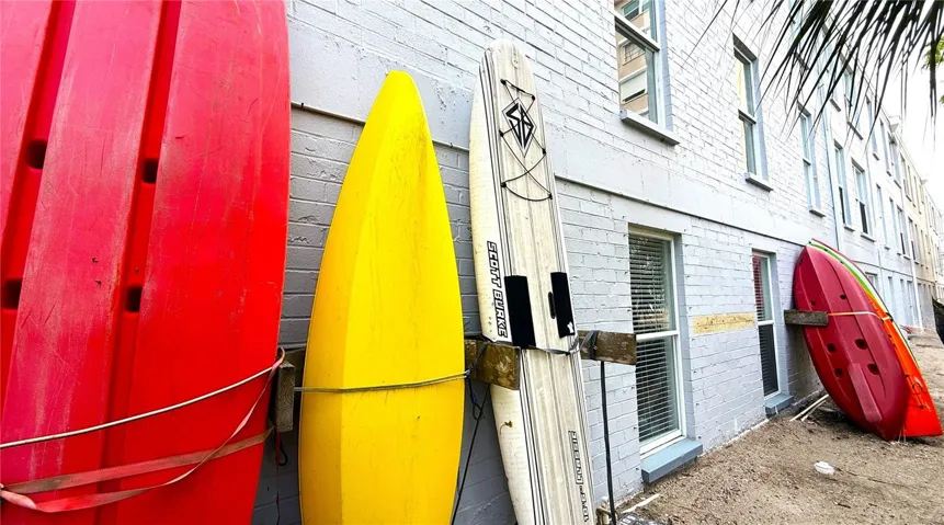 Storage area for water sports rquipment