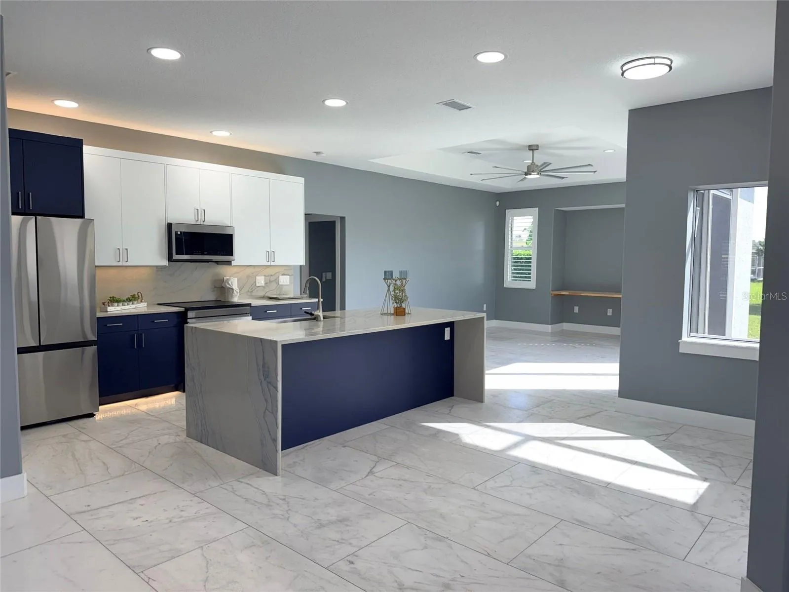 View of kitchen/living area