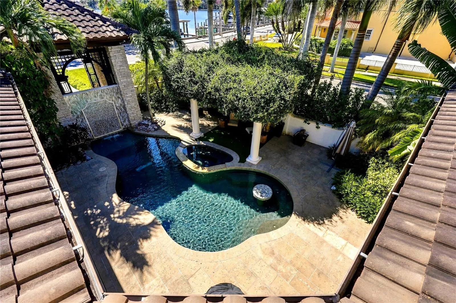 View of backyard from second level veranda