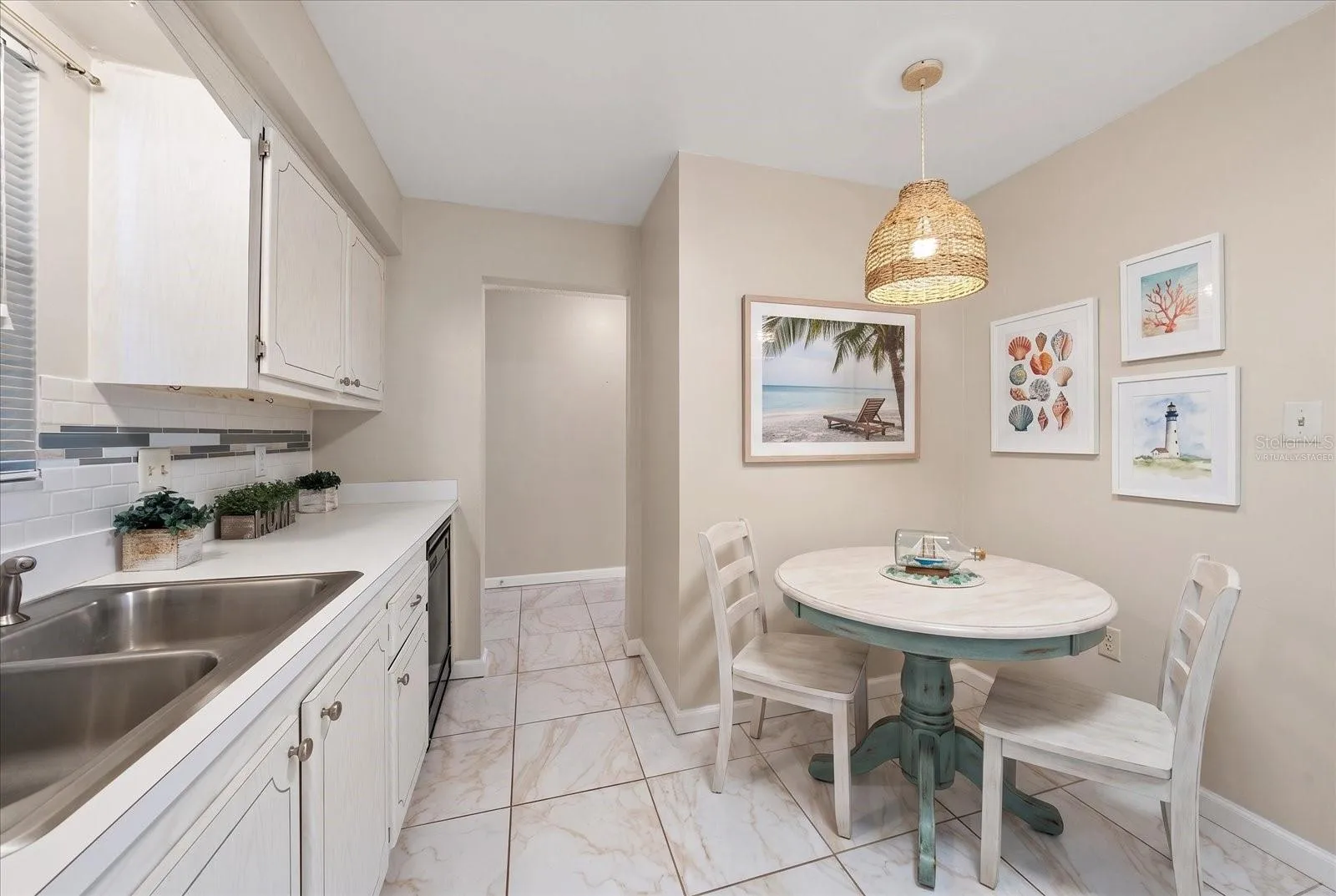 Kitchen with dining space virtually staged