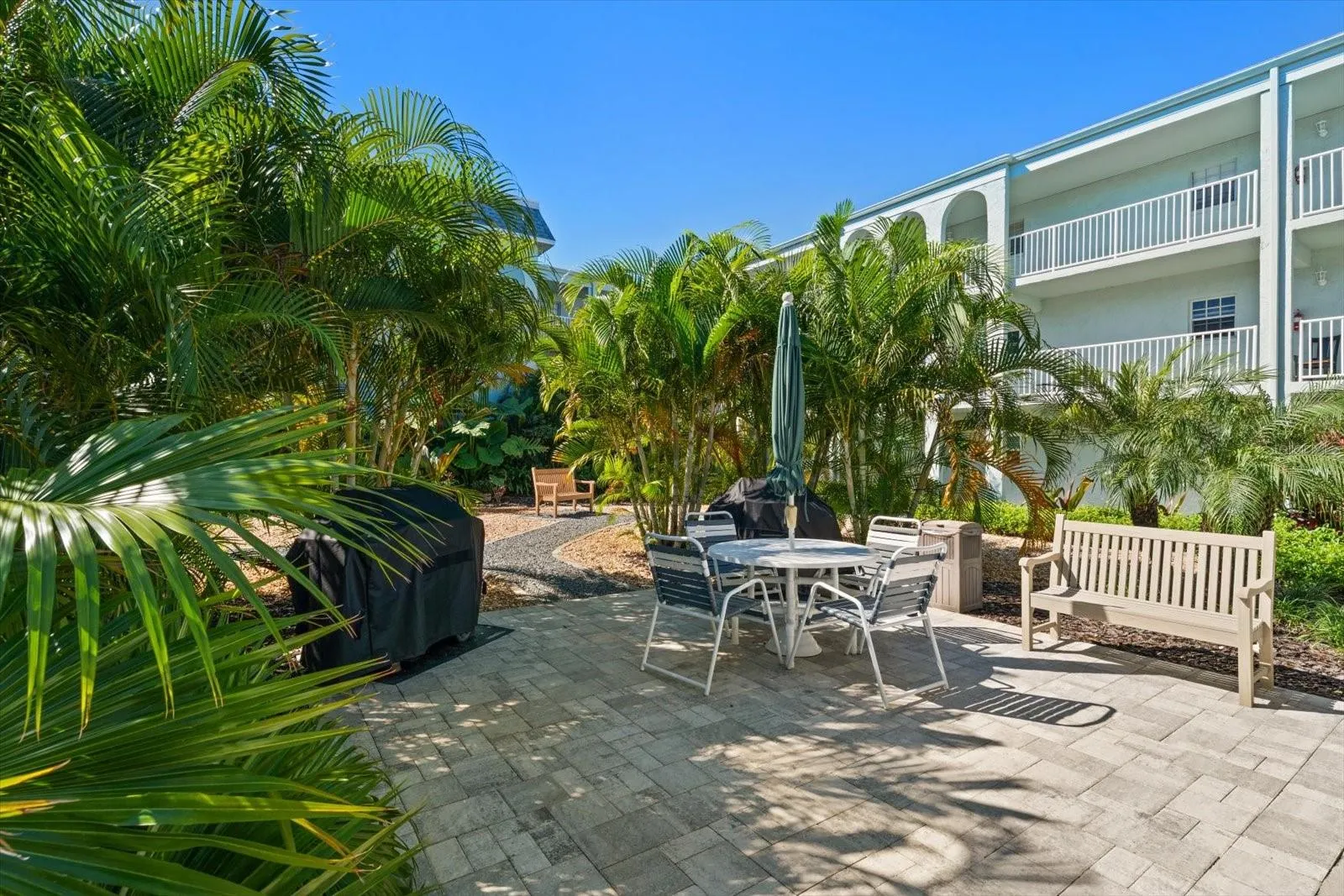 Courtyard with lush tropical landscaping
