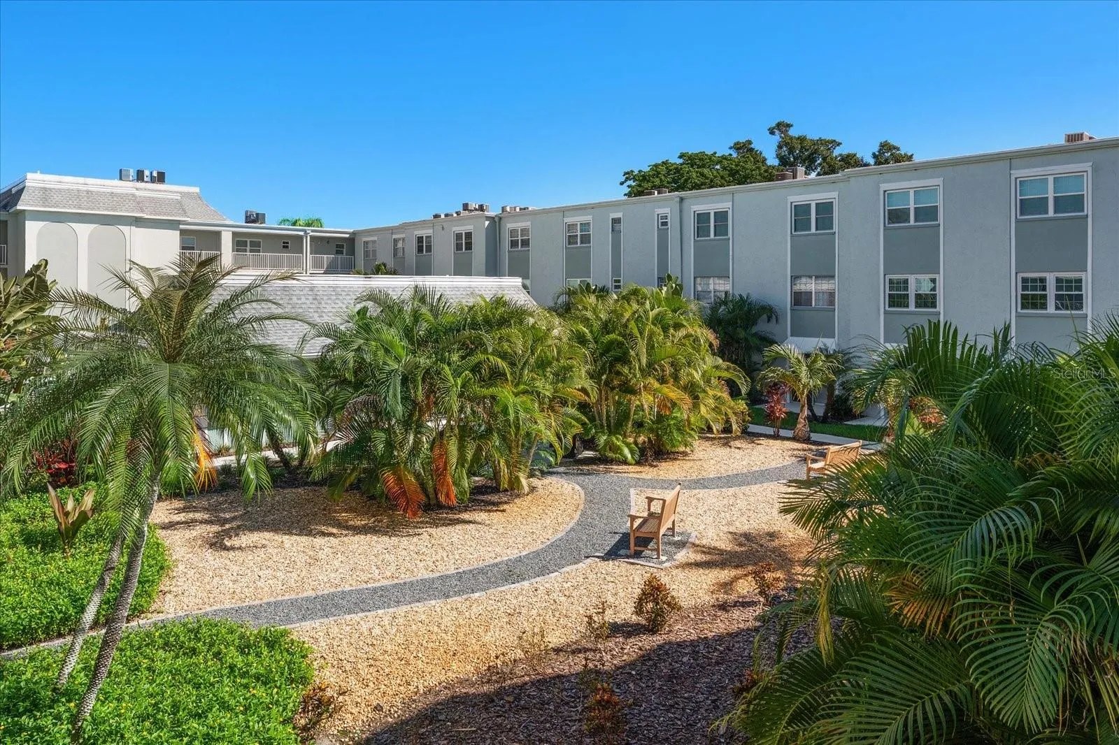 Courtyard with lush tropical landscaping