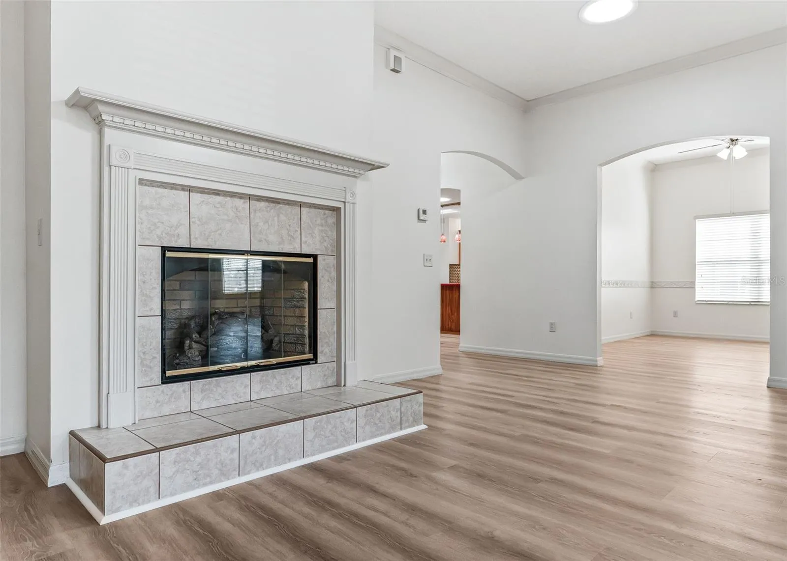 Gas Fireplace Facing Bonus Room.
