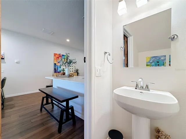 Downstairs Half Bath with custom barn door