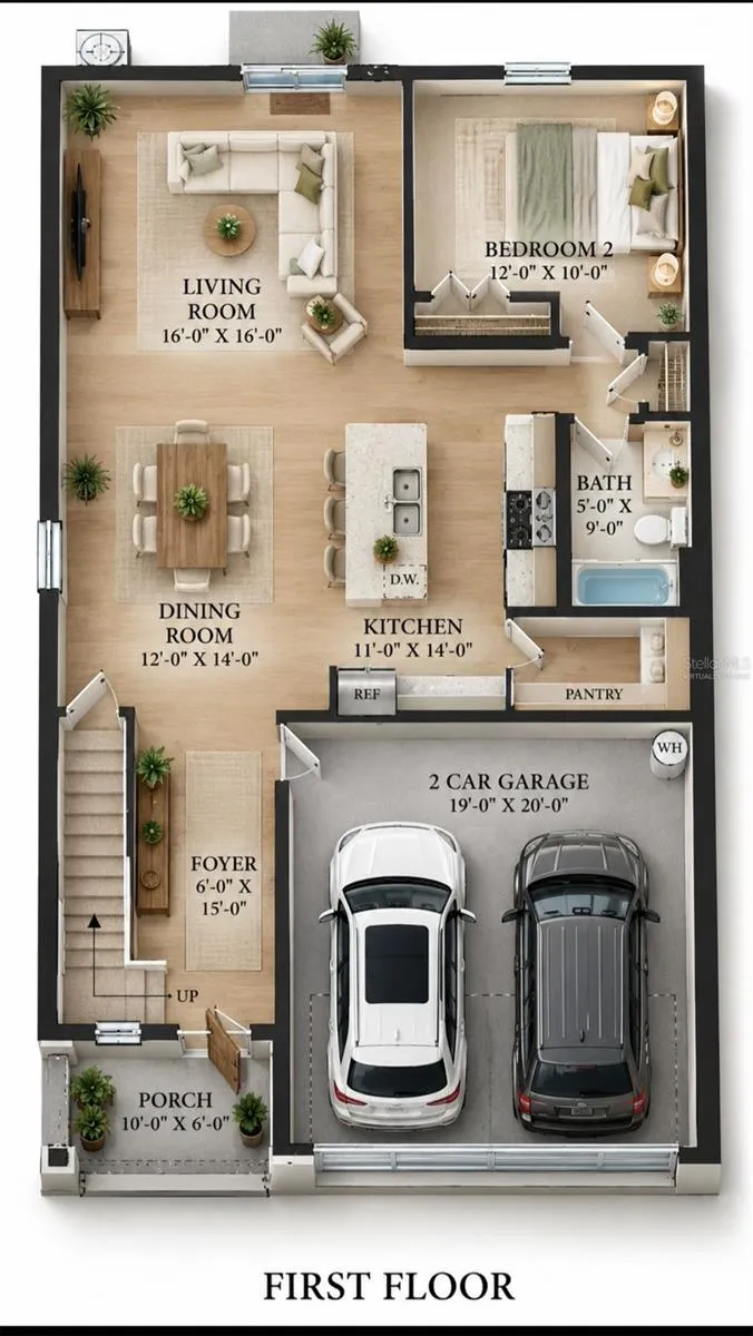 Virtually Staged downsatairs floor plan