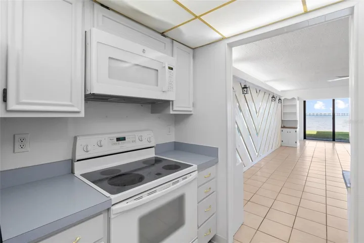 Kitchen looking toward water view.