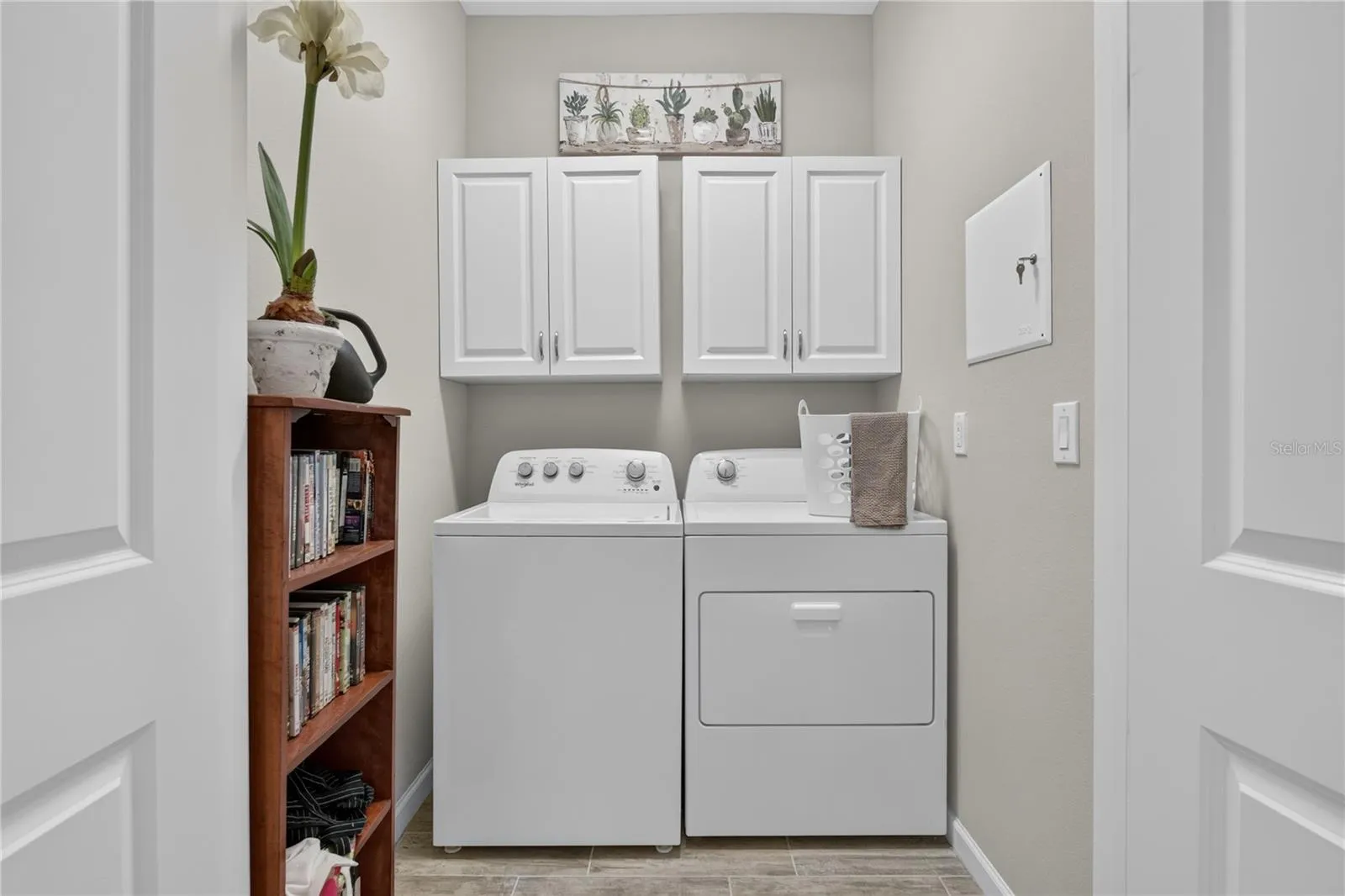 Laundry Closet with Cabinets