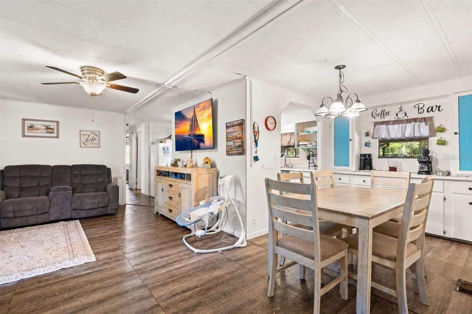 Living Room, Dining Rooms and Kitchen