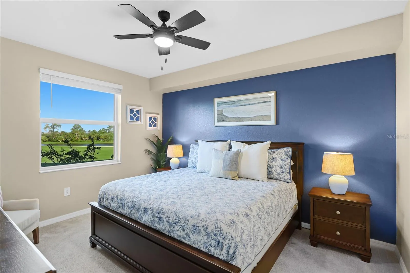 Screened and covered Lanai with Golf Course, Water and preserve views