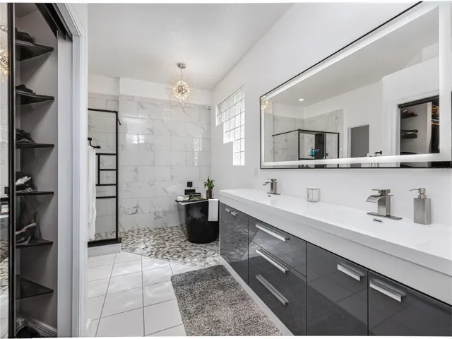 Spa-like primary bathroom featuring modern finishes and a relaxing atmosphere.