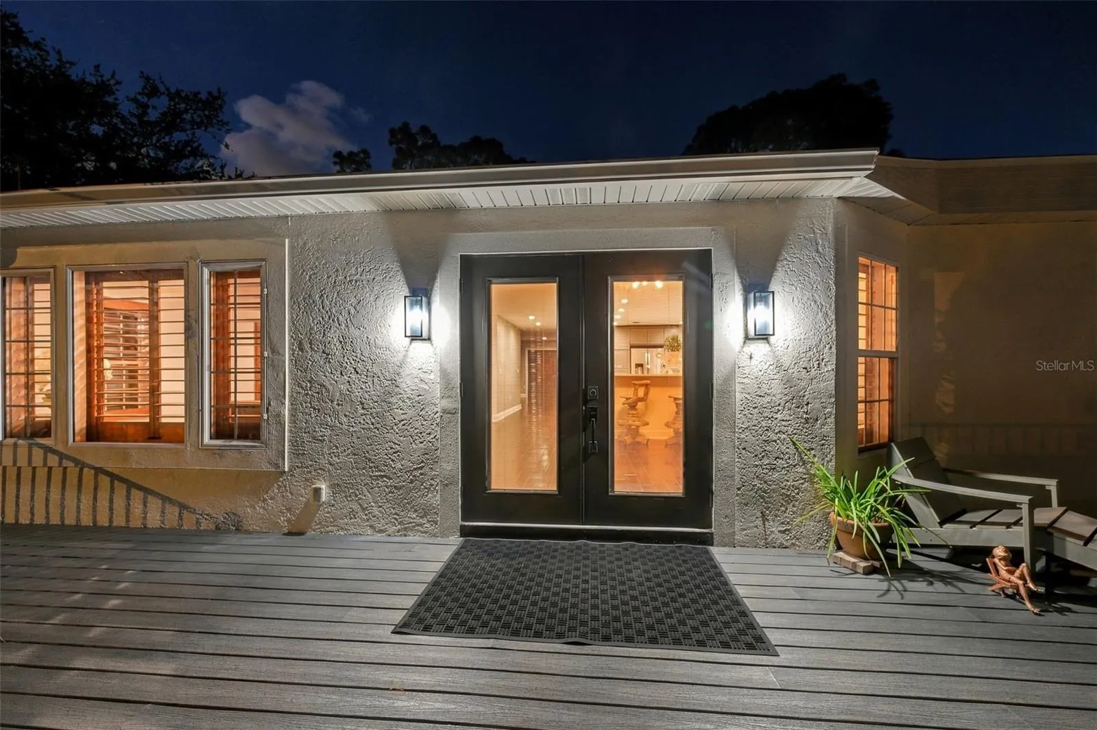 French doors to backyard