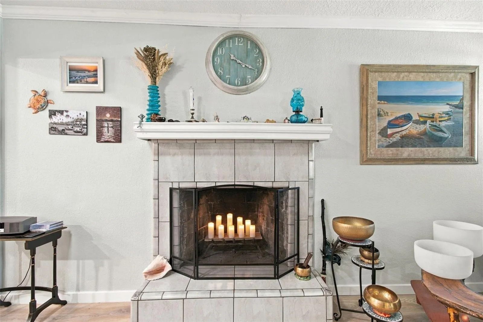 wood burning fireplace