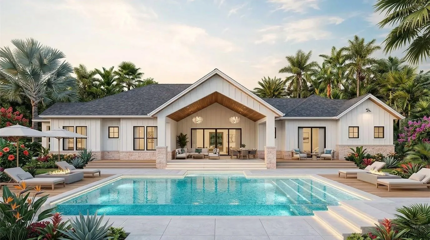 Exterior Back Pool & Spa - Artist rendition