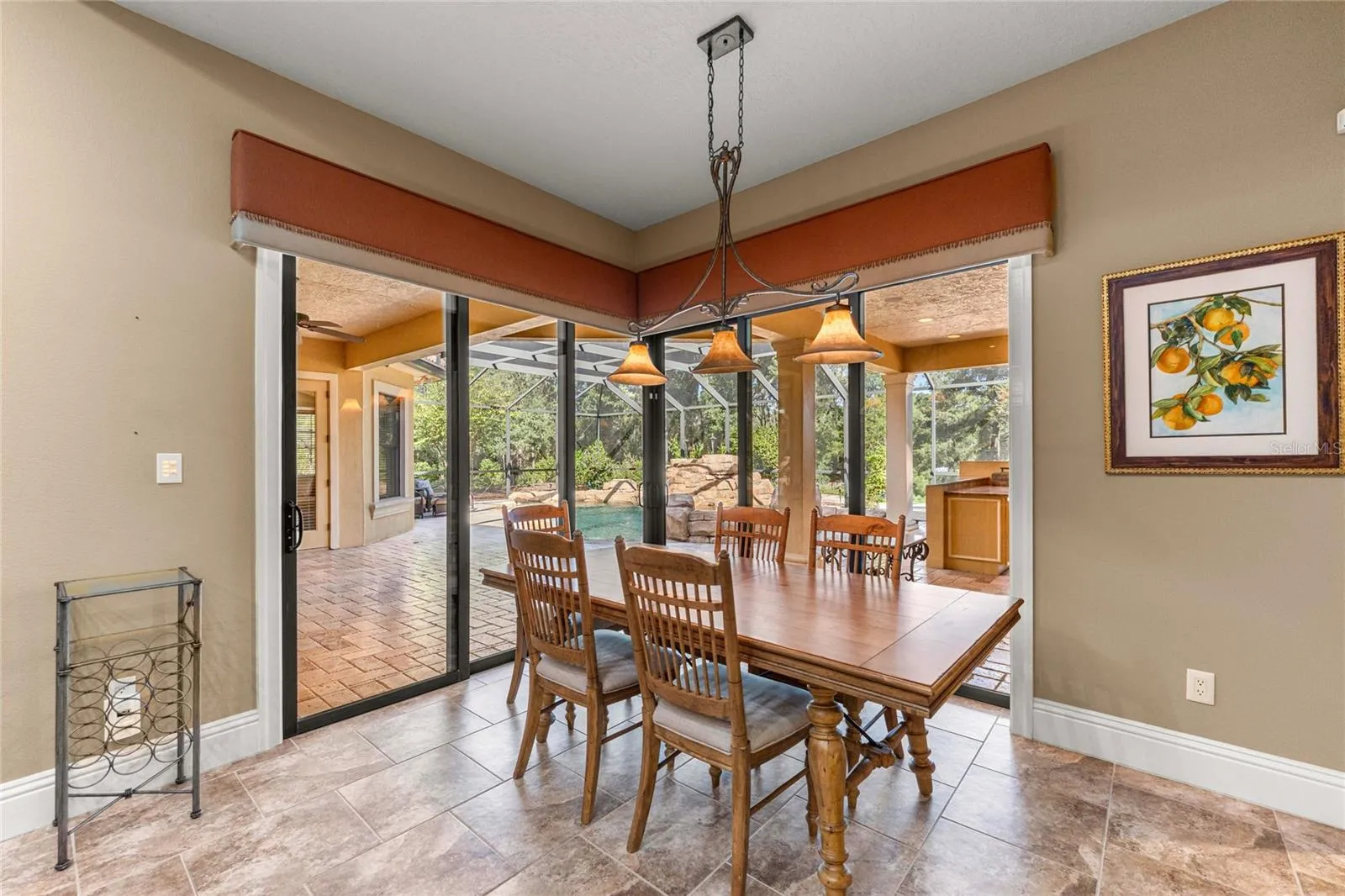 Beautiful pool views from the dining area.