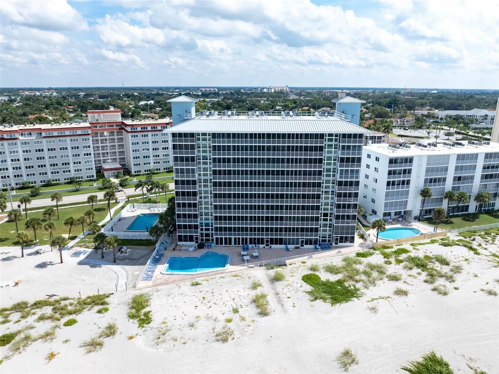 Aerial view from the Gulf looking east.