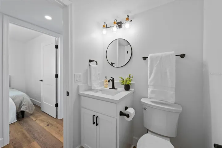 Guest bath looking into guest room