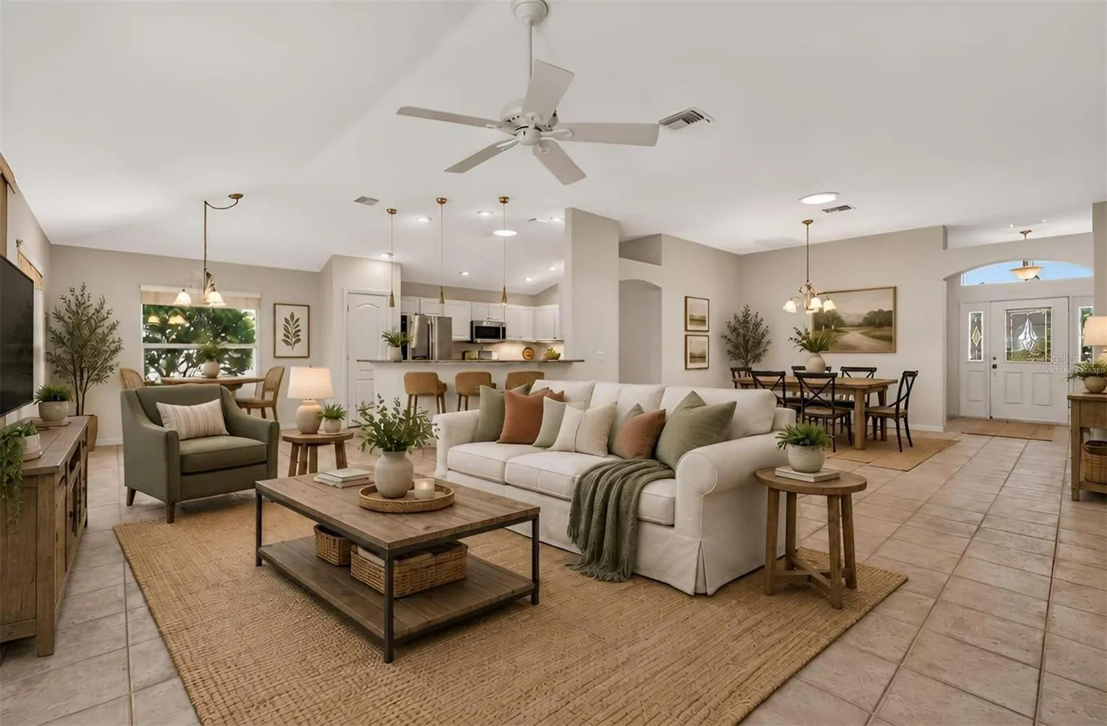 Living, Dining, Kitchen, and Dinette-Virtually Staged