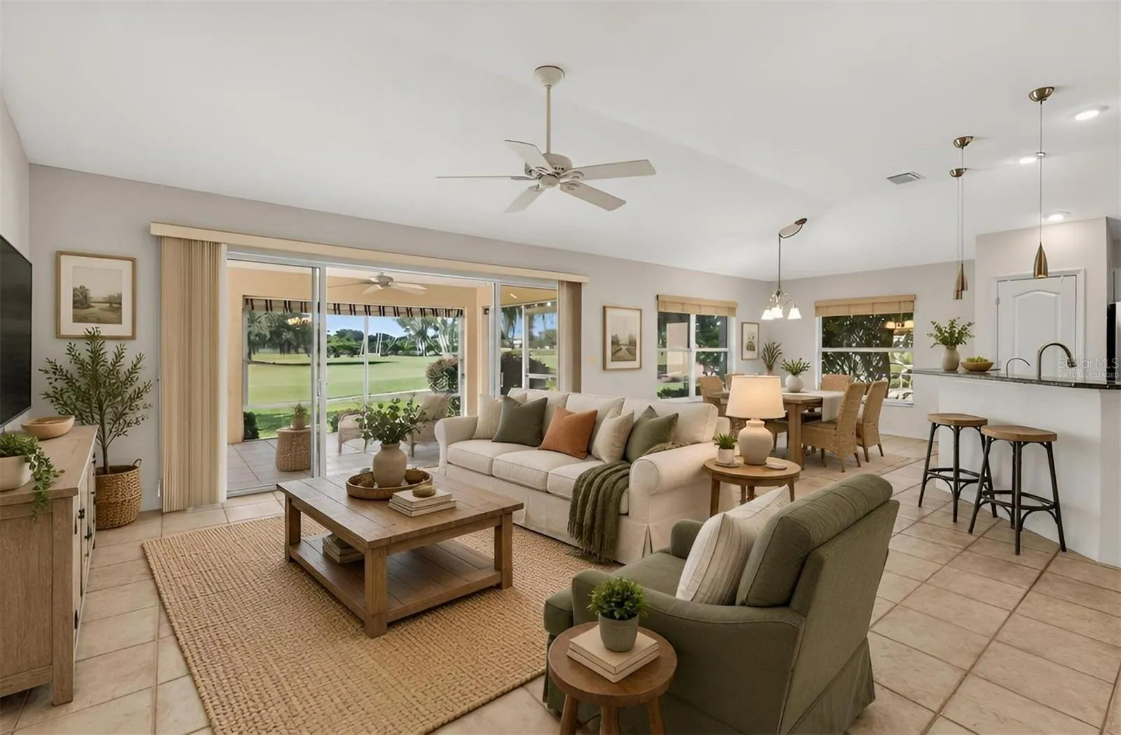 Living, Kitchen, and Dinette-Virtually Staged
