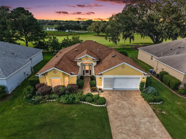 Aerial Twilight Front Elevation