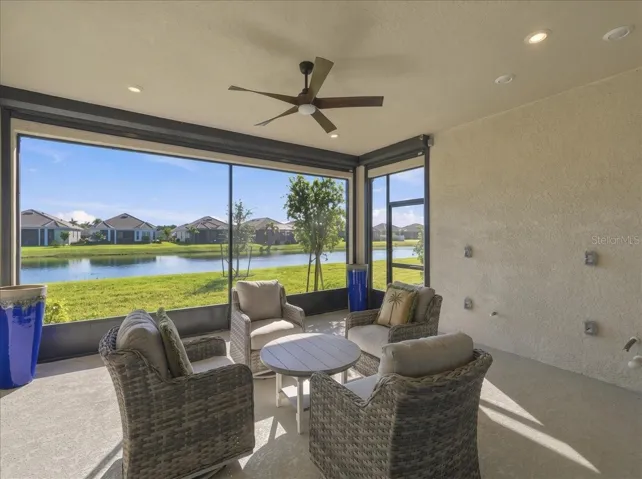 The Lanai has a beautiful water view and is pre-plumbed for an outdoor kitchen.