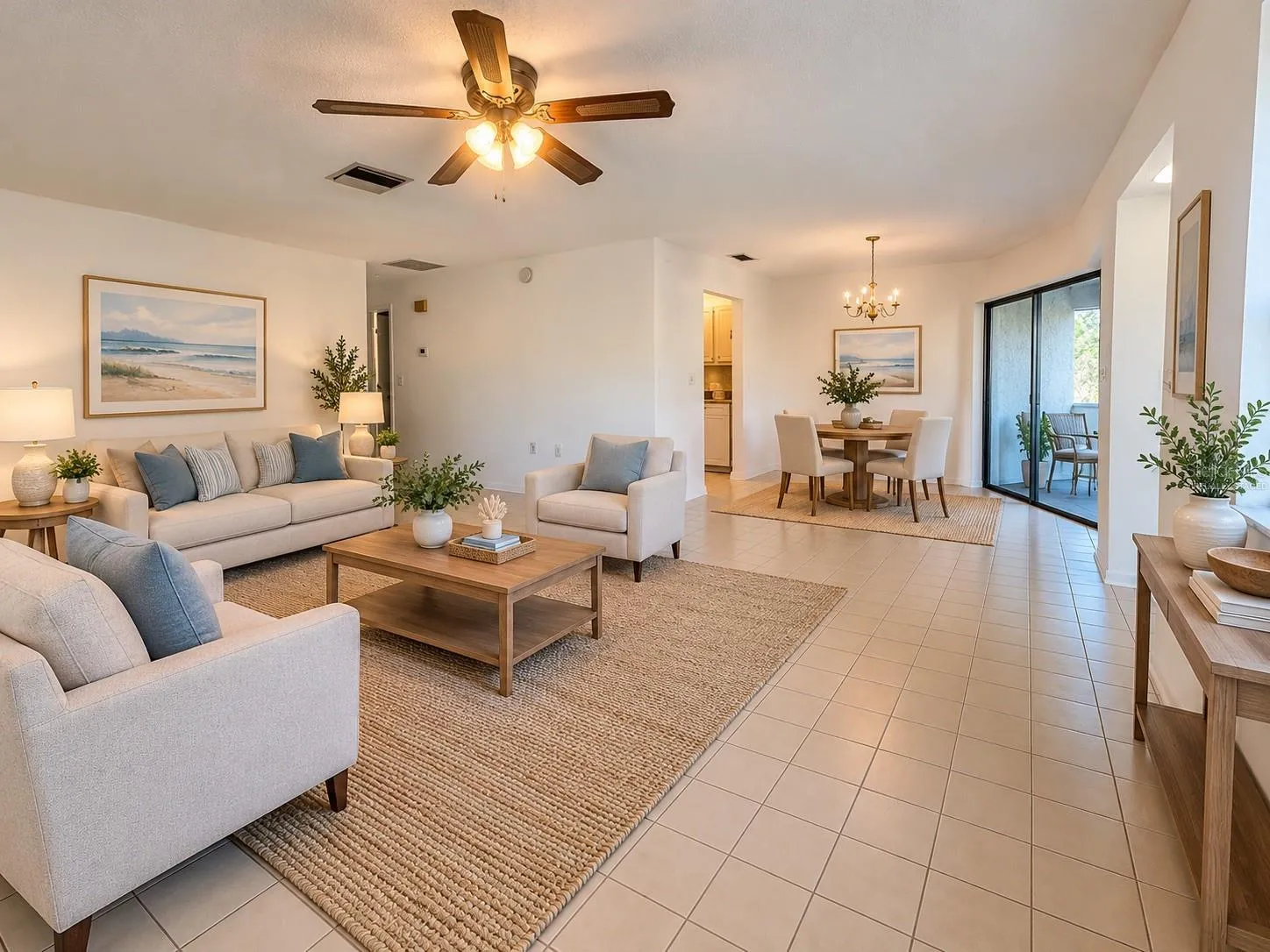 Living room virtually staged