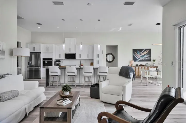 FULLY OPEN CONCEPT LIVING, DINING AND KITCHEN