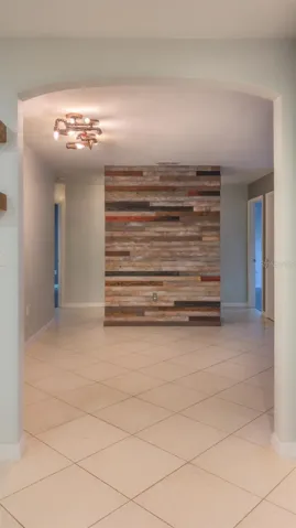 Wood accent wall in living room