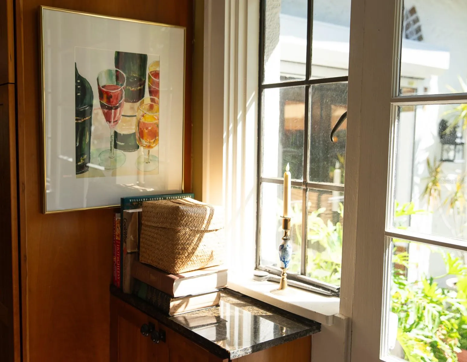 From main residence kitchen to courtyard.