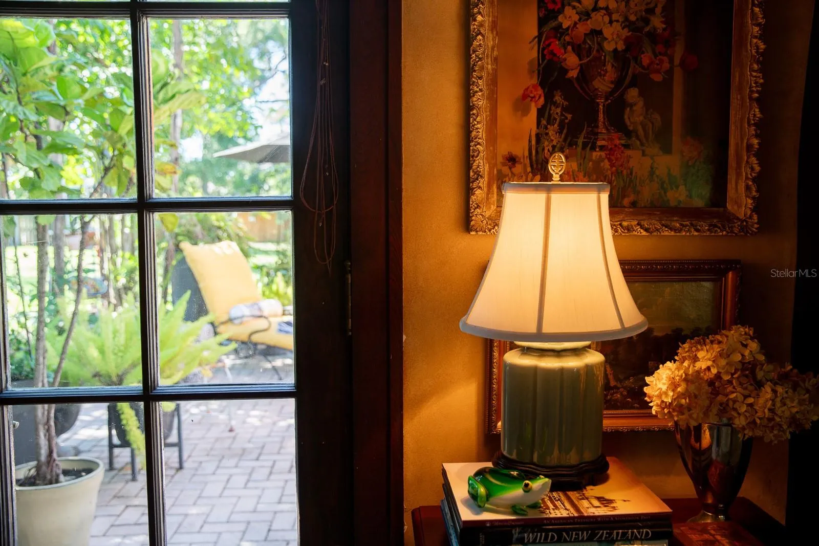 Main residence living room (salon) view to courtyard.