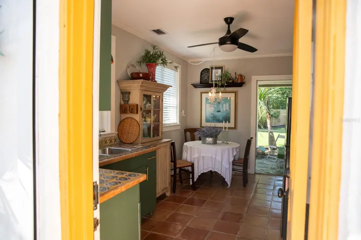Cottage kitchen and dining area.