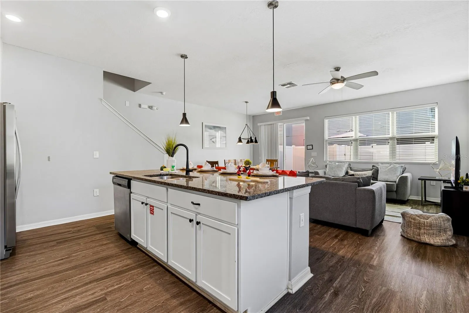 Spacious kitchen, living and dining area