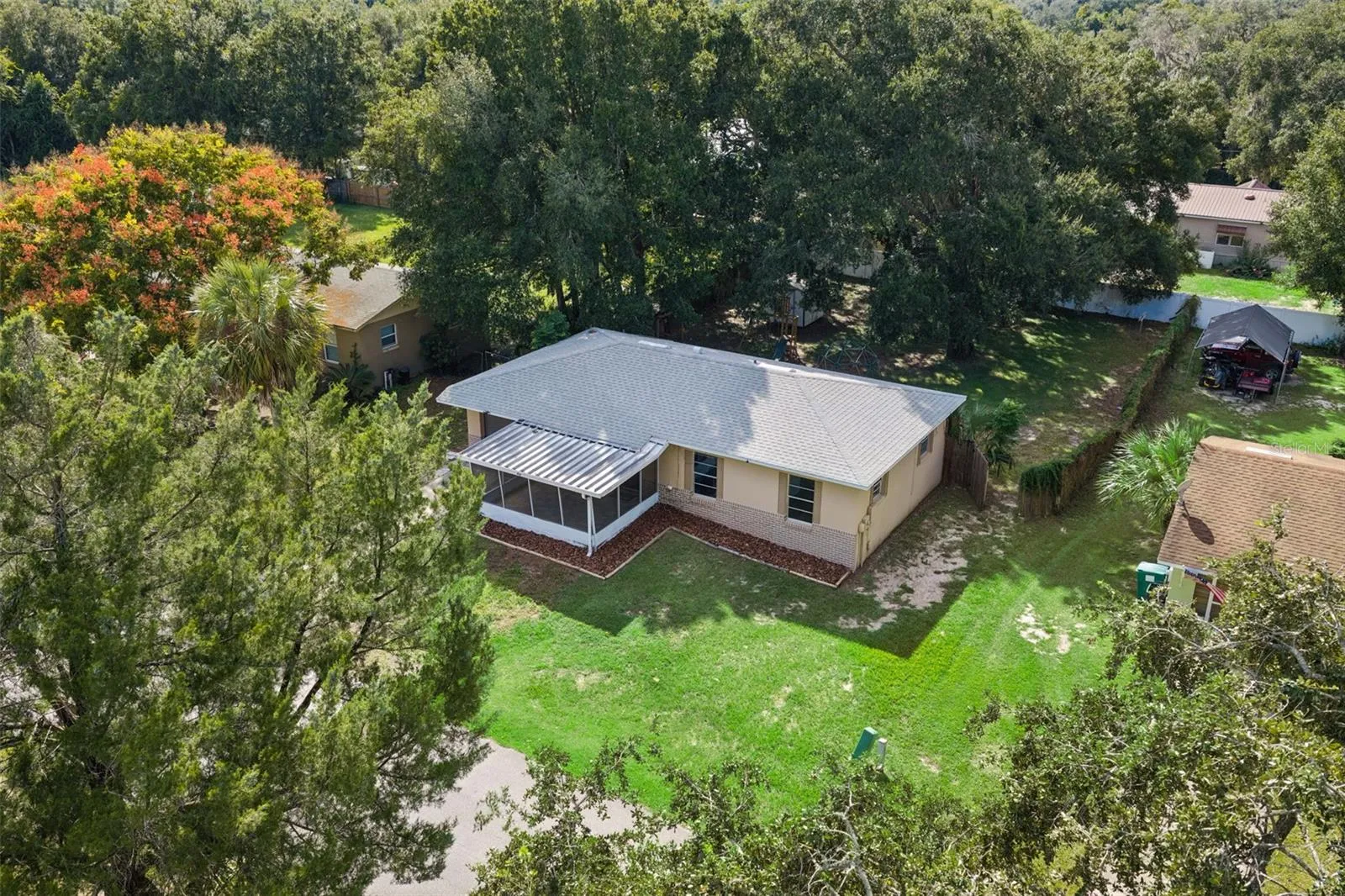 Aerial over front of house.