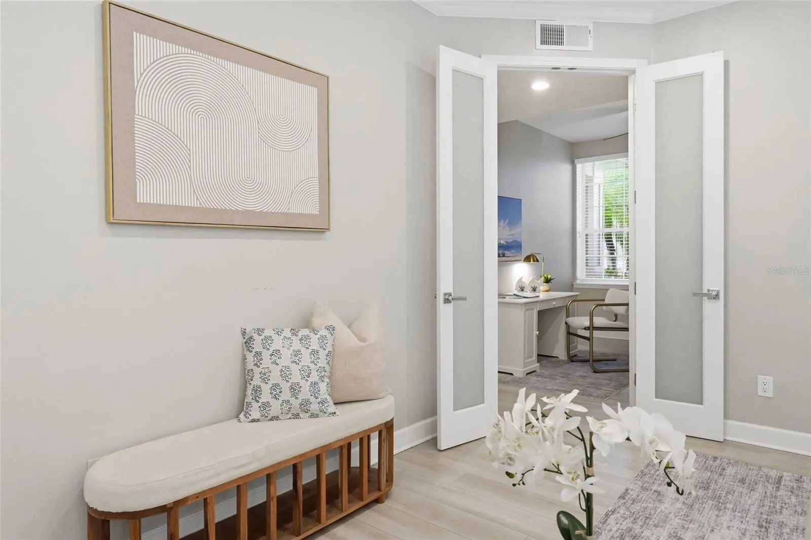 French doors leading to flex space