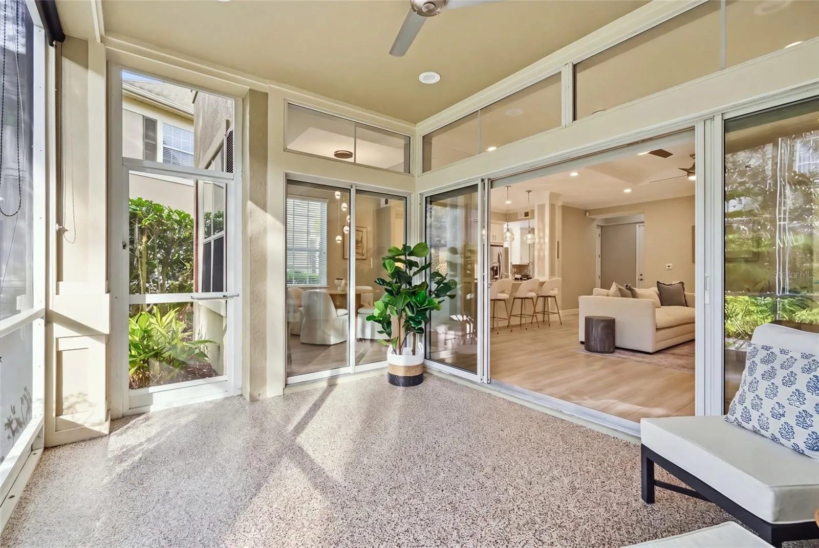 Epoxy flooring elevates this lanai space