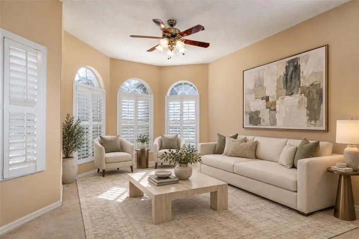 Virtually Staged Front Living Room