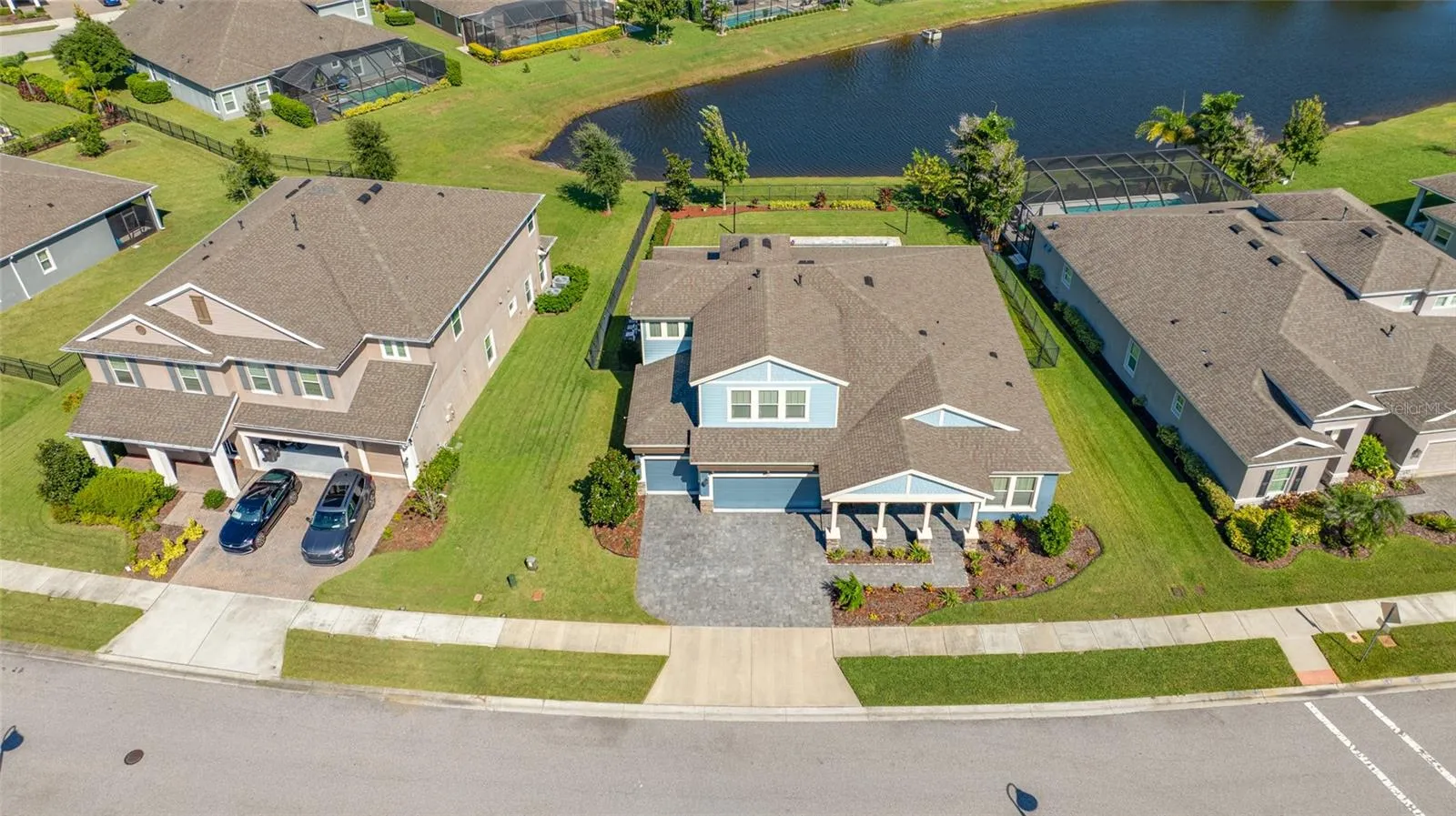 Aerial view of front of home Premium Pie Shaped Lot