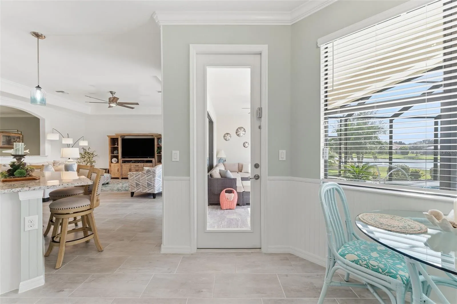 Large window with tropical view