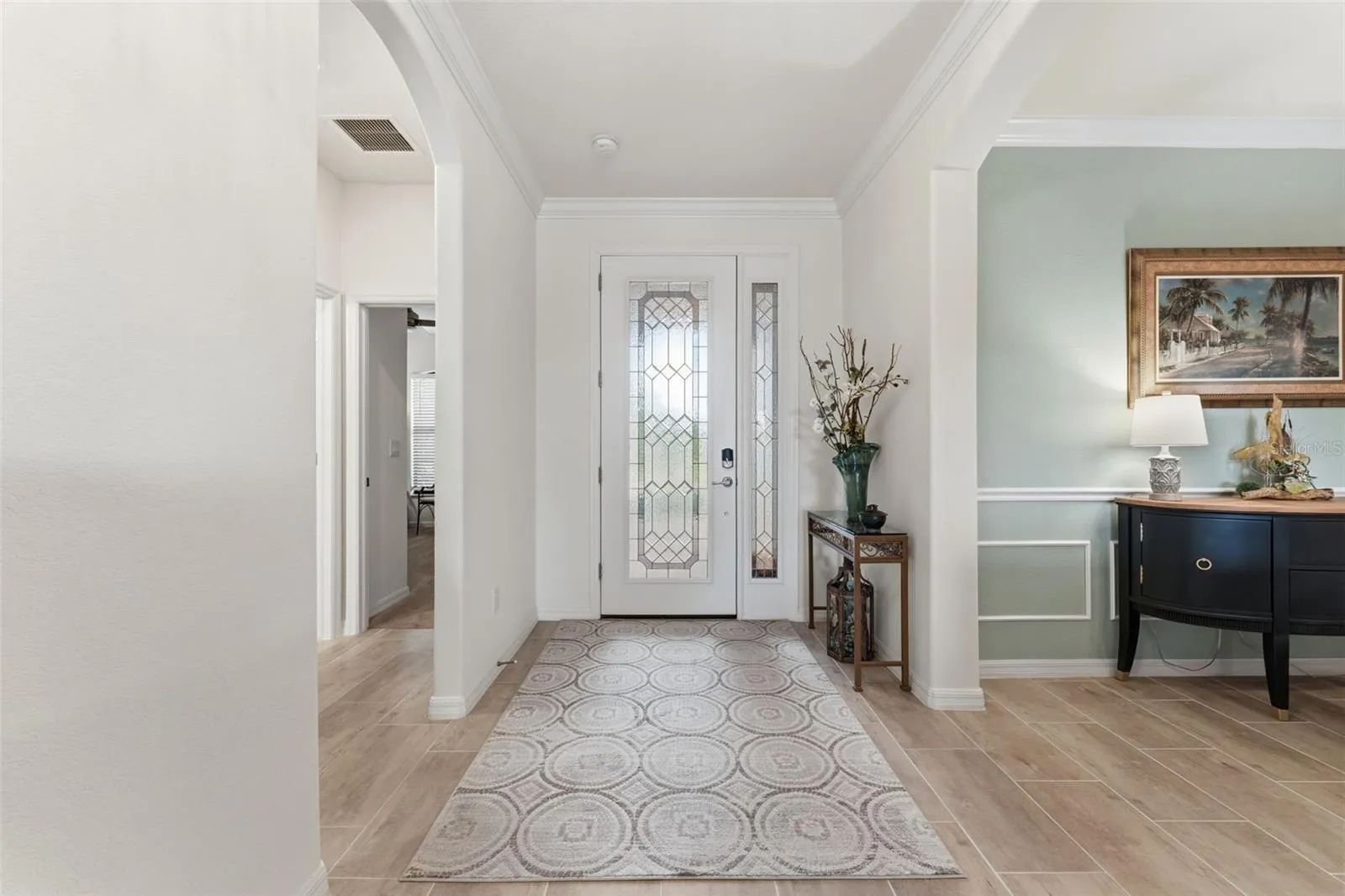 High ceilings create a grand entrance