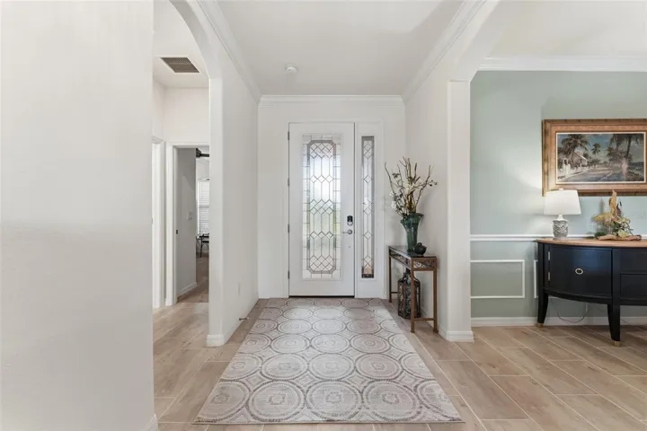 High ceilings create a grand entrance