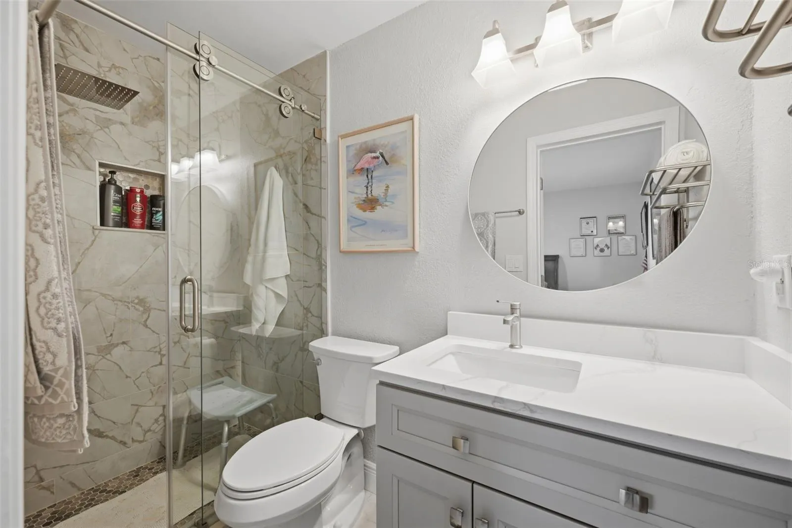 Primary En-suite bath.  Quartz counters.  Everything is NEW