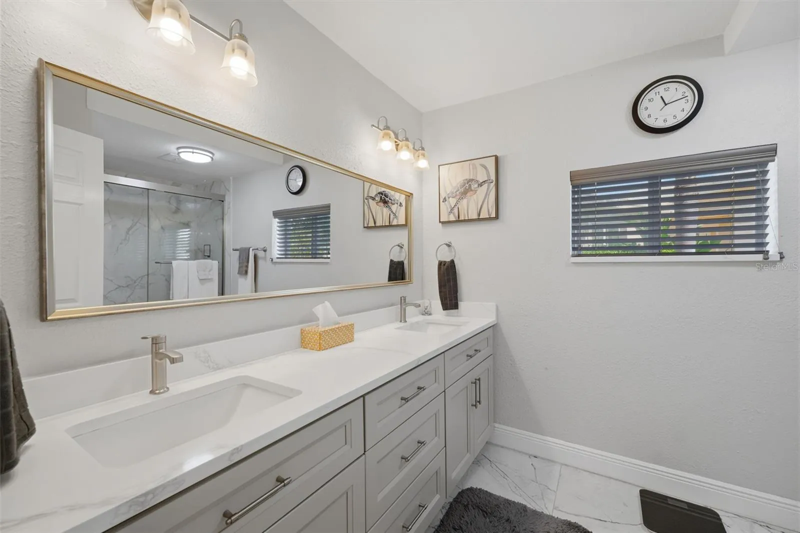 Guest bath boast duel sinks, tub and shower.  Everything is new!
